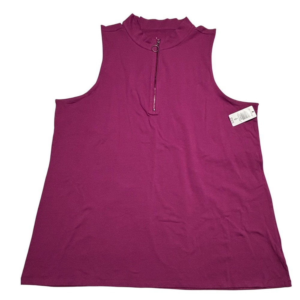 Torrid Women Tank Top Size 6 6X Berry Purple Foxy 1/4 Zip Up Mock Neck Plus NWT